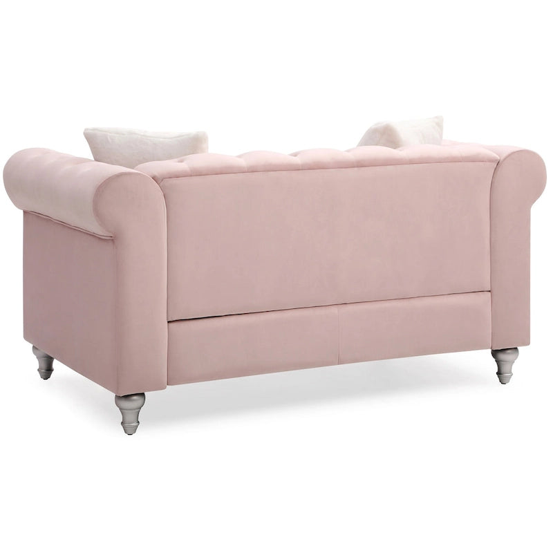 Raisa 60 in. Velvet 2-Seater Sofa With 2-Throw Pillow - 60L x 34W x 30H