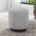 Grey Tweed Round Ottoman – Single Seat / Footrest