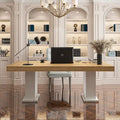 Practical Large Wooden Desk Copmputer Desk Dining Table w/White Base