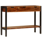 Brown 3-Drawer Sideboard, Solid Sheesham Wood, Single Unit, 43.3"x13.8"x29.5"