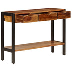 Brown 3-Drawer Sideboard, Solid Sheesham Wood, Single Unit, 43.3"x13.8"x29.5"