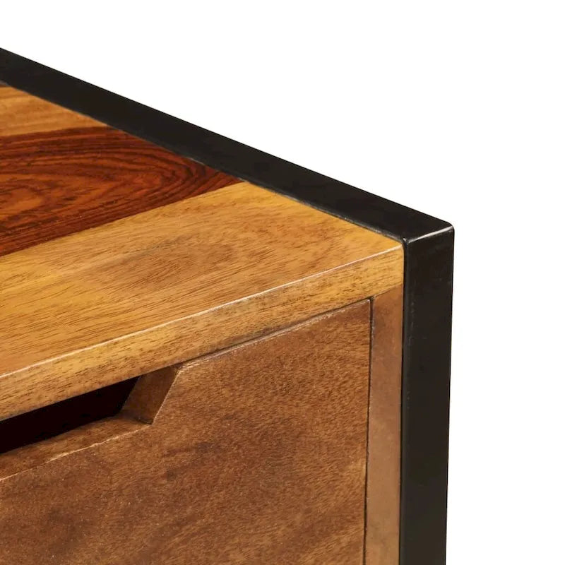 Brown 3-Drawer Sideboard, Solid Sheesham Wood, Single Unit, 43.3"x13.8"x29.5"