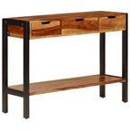 Brown 3-Drawer Sideboard, Solid Sheesham Wood, Single Unit, 43.3"x13.8"x29.5"