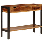 Brown 3-Drawer Sideboard, Solid Sheesham Wood, Single Unit, 43.3"x13.8"x29.5"