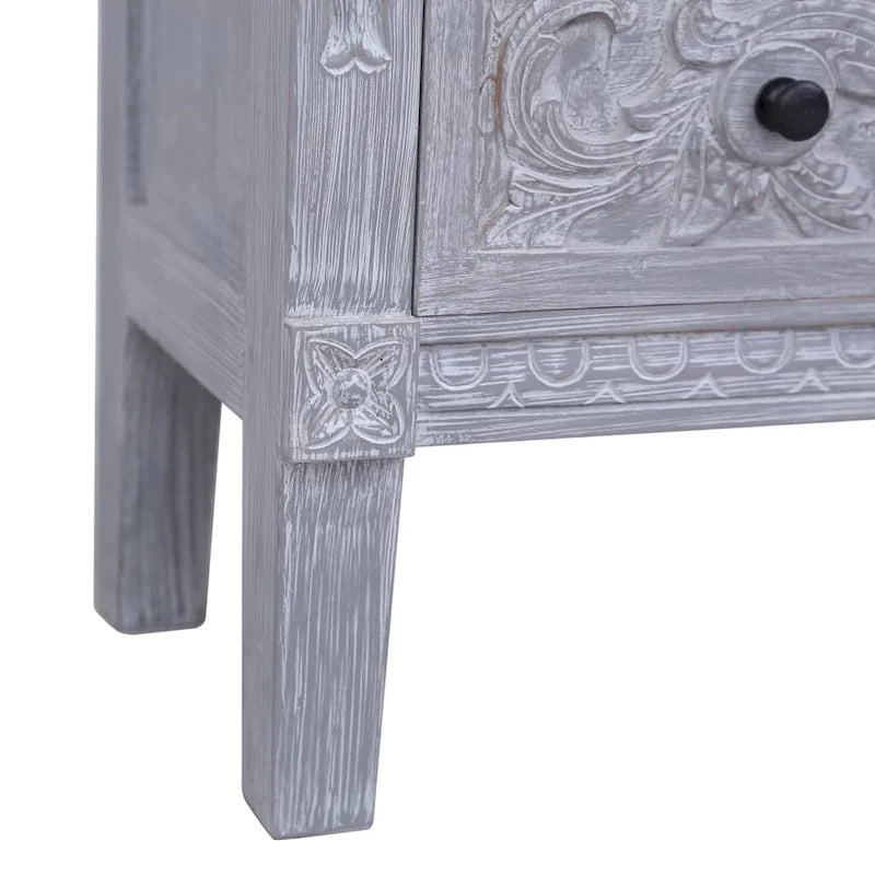Grey 2-Drawer Sideboard | Solid Mahogany Wood | 35.4"×11.8"×23.6"