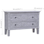 Grey 2-Drawer Sideboard | Solid Mahogany Wood | 35.4"×11.8"×23.6"
