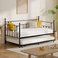 Open Frame Metal Daybed with Trundle, Black, Twin, Sleeps 2