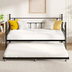 Open Frame Metal Daybed with Trundle, Black, Twin, Sleeps 2