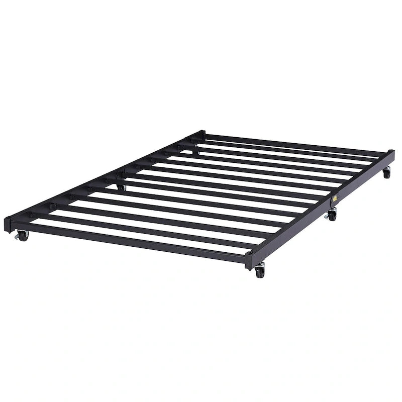 Open Frame Metal Daybed with Trundle, Black, Twin, Sleeps 2