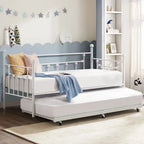 Open Frame Metal Daybed with Trundle, Black, Twin, Sleeps 2