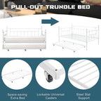 Open Frame Metal Daybed with Trundle, Black, Twin, Sleeps 2
