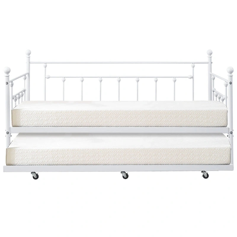 Open Frame Metal Daybed with Trundle, Black, Twin, Sleeps 2
