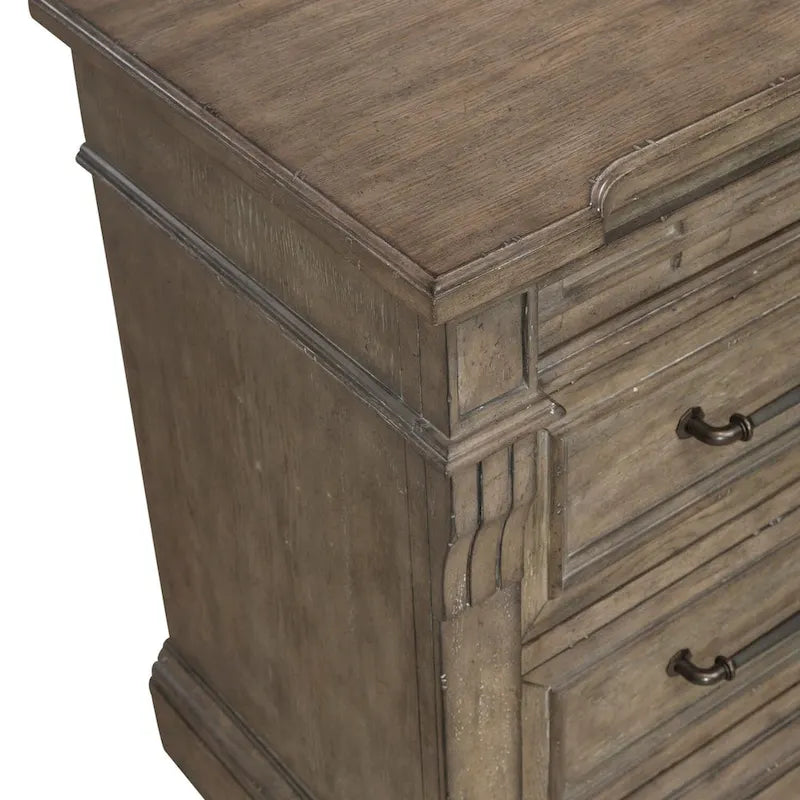 Dusty Taupe 3-Drawer Nightstand with Outlets & USB, Single