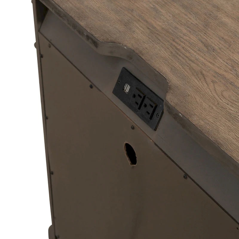 Dusty Taupe 3-Drawer Nightstand with Outlets & USB, Single