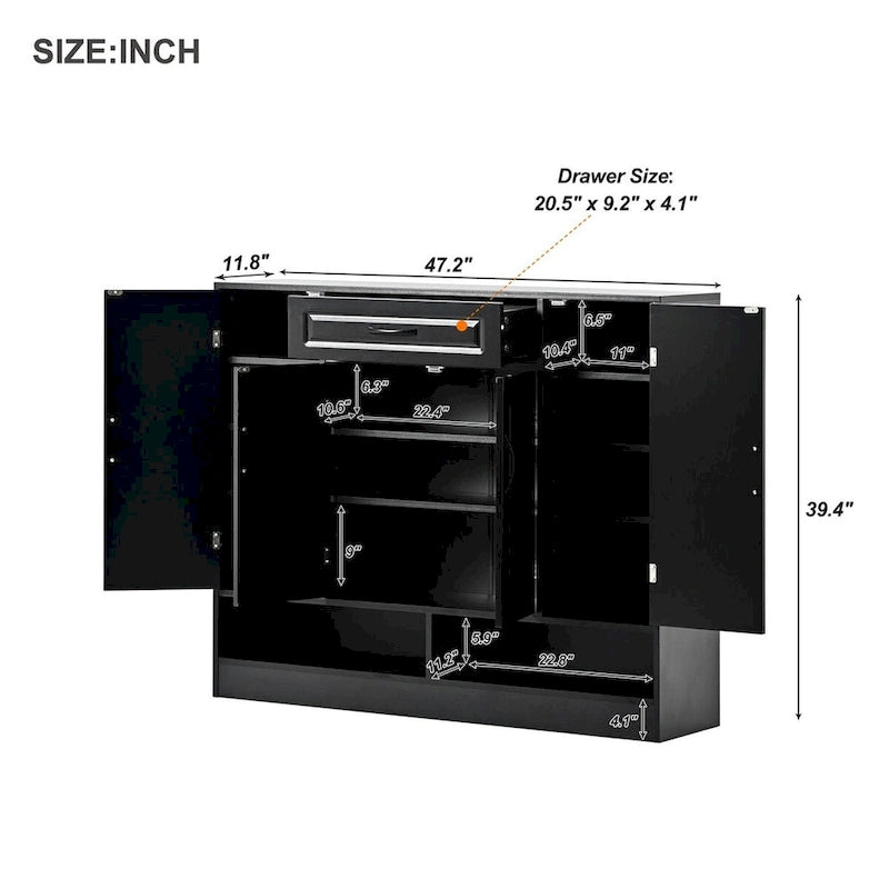 Shoe Cabinet with Adjustable Shelves, Black/White, Holds up to 20 Pairs
