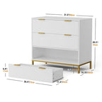Anmytek Mid-Century Modern 3-Drawer White Dresser for Bedroom Wood Chest of Drawers