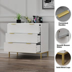 Anmytek Mid-Century Modern 3-Drawer White Dresser for Bedroom Wood Chest of Drawers