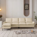 Modern Faux Leather L-Shaped Sofa with Convertible Ottoman