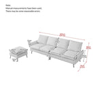 Modern Faux Leather L-Shaped Sofa with Convertible Ottoman