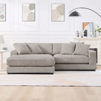 106.28inch Sectional Couch Covers L Shaped Corduroy Sofa Covers Chaise Lounge Cover 2 Pieces with 6pcs Pillows