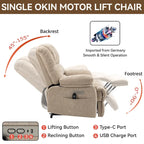 Chenille Large Electric Power Lift Massage & Heat, USB Port,Pockets
