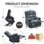 Chenille Large Electric Power Lift Massage & Heat, USB Port,Pockets