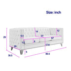 Modern Velvet Sofa Couch Upholstered Button and Metal Legs
