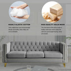 Modern Velvet Sofa Couch Upholstered Button and Metal Legs