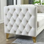Modern Velvet Sofa Couch Upholstered Button and Metal Legs