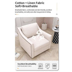 360 Degree Swivel Armchair Cotton linen fabric Ergonomic design Brass nail decorative armchair Living room chairs Black legs