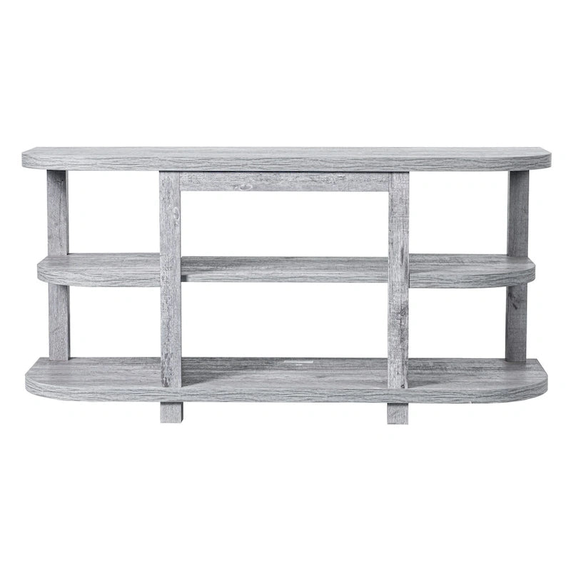 48 Light Gray Wood TV Stand with 18 Black Insert Electric Fireplace