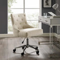 Tufted Swivel Office Chair – Beige / Teal / Azure / Grey | Fabric | Single