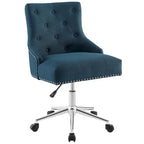 Tufted Swivel Office Chair – Beige / Teal / Azure / Grey | Fabric | Single