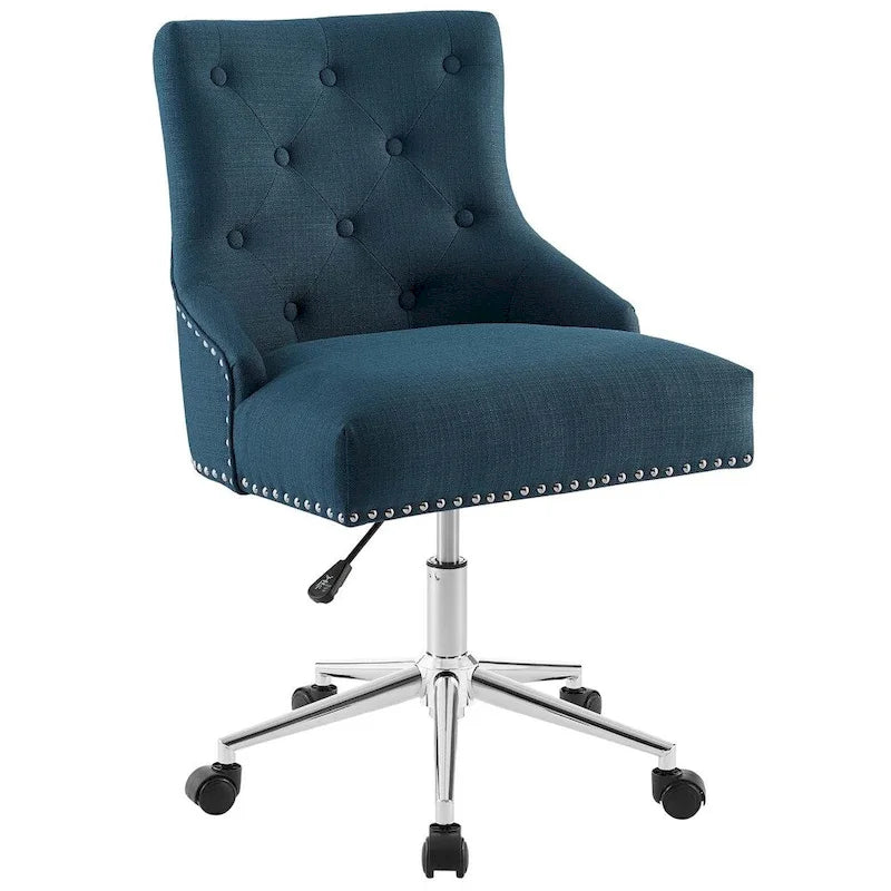 Tufted Swivel Office Chair – Beige / Teal / Azure / Grey | Fabric | Single