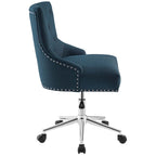 Tufted Swivel Office Chair – Beige / Teal / Azure / Grey | Fabric | Single