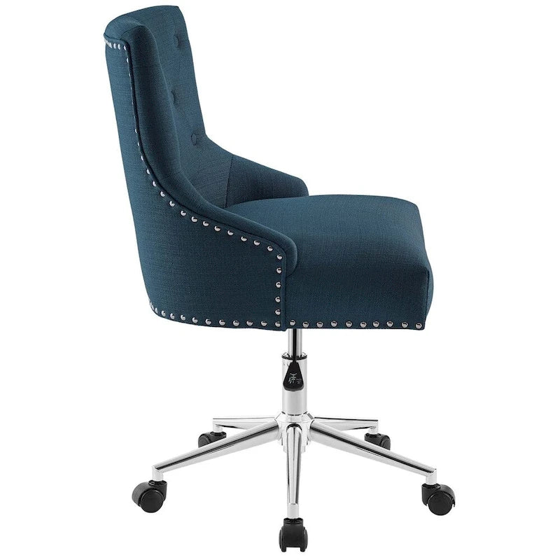 Tufted Swivel Office Chair – Beige / Teal / Azure / Grey | Fabric | Single