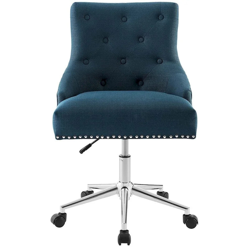 Tufted Swivel Office Chair – Beige / Teal / Azure / Grey | Fabric | Single