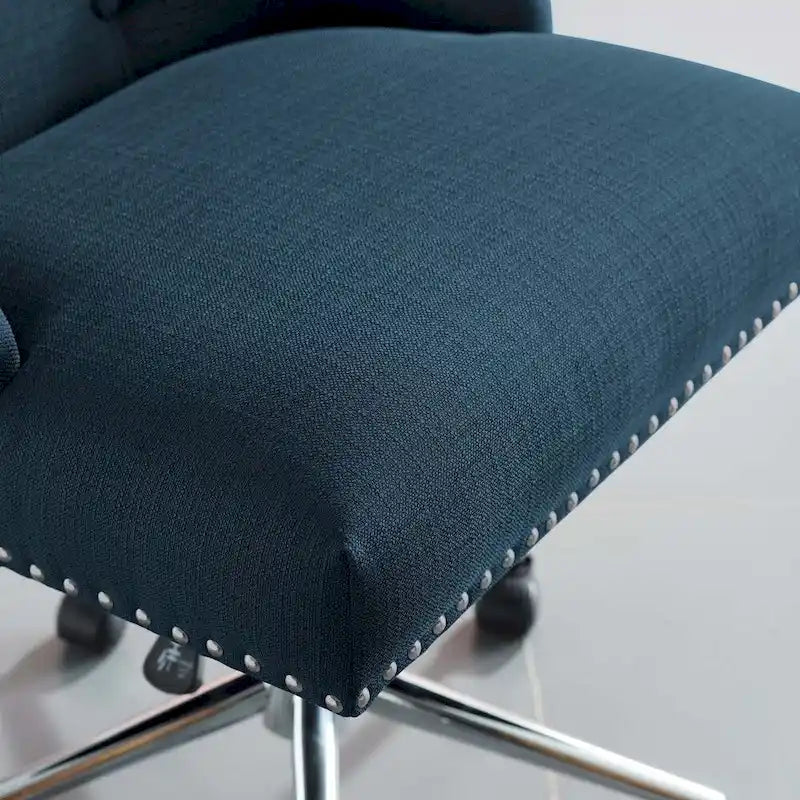 Tufted Swivel Office Chair – Beige / Teal / Azure / Grey | Fabric | Single