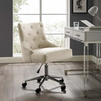 Tufted Swivel Office Chair – Beige / Teal / Azure / Grey | Fabric | Single