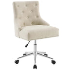 Tufted Swivel Office Chair – Beige / Teal / Azure / Grey | Fabric | Single