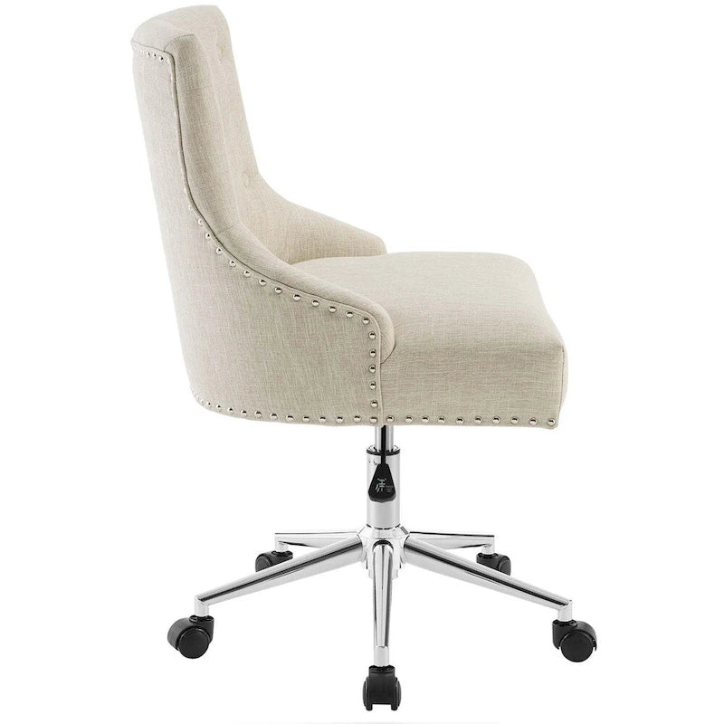 Tufted Swivel Office Chair – Beige / Teal / Azure / Grey | Fabric | Single