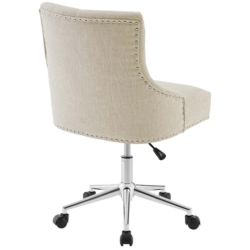 Tufted Swivel Office Chair – Beige / Teal / Azure / Grey | Fabric | Single