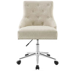 Tufted Swivel Office Chair – Beige / Teal / Azure / Grey | Fabric | Single