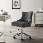 Tufted Swivel Office Chair – Beige / Teal / Azure / Grey | Fabric | Single