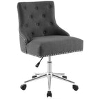 Tufted Swivel Office Chair – Beige / Teal / Azure / Grey | Fabric | Single