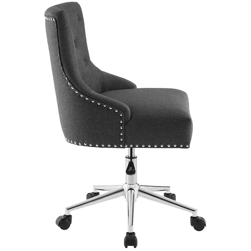 Tufted Swivel Office Chair – Beige / Teal / Azure / Grey | Fabric | Single