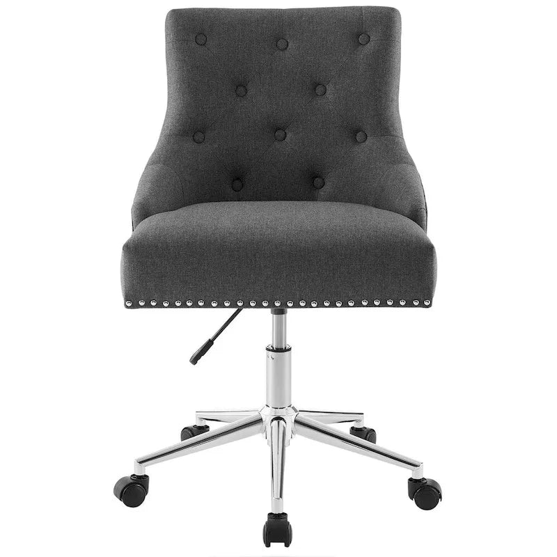 Tufted Swivel Office Chair – Beige / Teal / Azure / Grey | Fabric | Single
