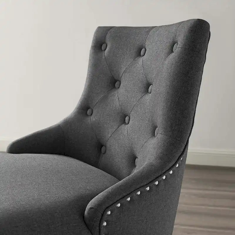 Tufted Swivel Office Chair – Beige / Teal / Azure / Grey | Fabric | Single