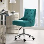 Tufted Swivel Office Chair – Beige / Teal / Azure / Grey | Fabric | Single