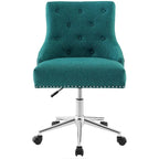 Tufted Swivel Office Chair – Beige / Teal / Azure / Grey | Fabric | Single